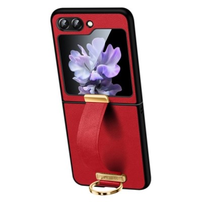 „Sulada“ Leather Kickstand Samsung Galaxy Flip5 5G (SM-F731B) raudonas odinis dėklas - nugarėlė | Priedai.lt