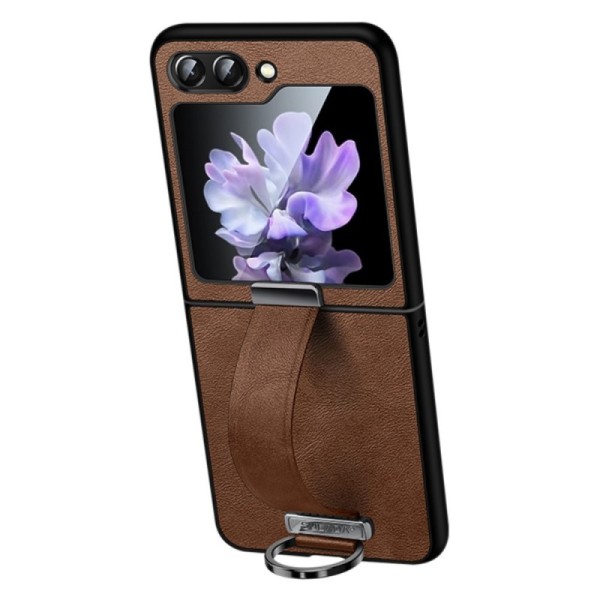 „Sulada“ Leather Kickstand dėklas - rudas (Galaxy Flip5)