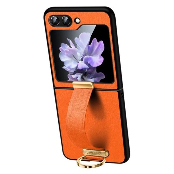 „Sulada“ Leather Kickstand dėklas - oranžinis (Galaxy Flip5)