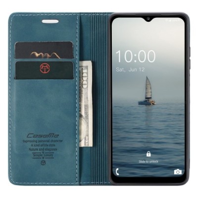 Samsung Galaxy A14 5G (SM-A146B) CaseMe Retro solidus atverčiamas žalias odinis dėklas - knygutė | Priedai.lt