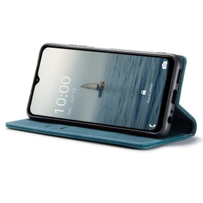 Samsung Galaxy A14 5G (SM-A146B) CaseMe Retro solidus atverčiamas žalias odinis dėklas - knygutė | Priedai.lt