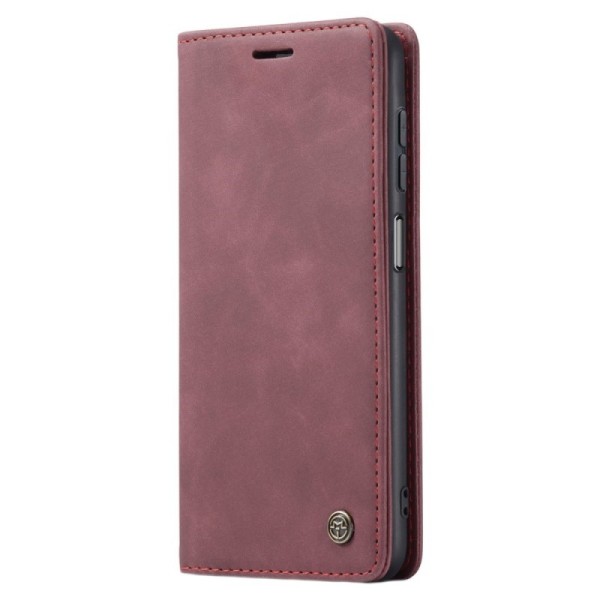 „CaseMe“ Retro solidus atverčiamas dėklas - bordo (Galaxy A14 5G)