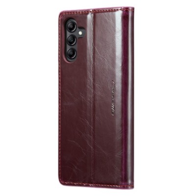 Samsung Galaxy A14 5G (SM-A146B) „CaseMe“ Leather solidus atverčiamas bordo odinis dėklas - knygutė | Priedai.lt