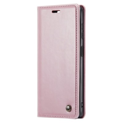 Samsung Galaxy A14 5G (SM-A146B) „CaseMe“ Leather solidus atverčiamas rožinis odinis dėklas - knygutė | Priedai.lt