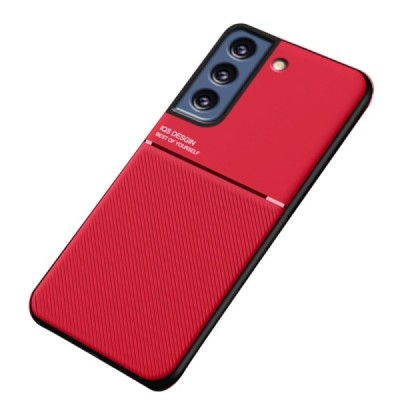 „Lines“ Magnetic Samsung Galaxy S21 FE (Fan Edition) 5G raudonas odinis dėklas | Priedai.lt