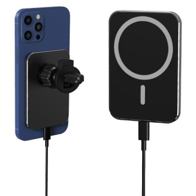 „X16“ Magnetic juodas automobilinis telefono laikiklis / kroviklis (15W) | Priedai.lt