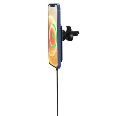 „X16“ Magnetic juodas automobilinis telefono laikiklis / kroviklis (15W) | Priedai.lt