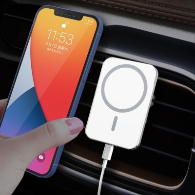 „X16“ Magnetic baltas automobilinis telefono laikiklis / kroviklis (15W) | Priedai.lt