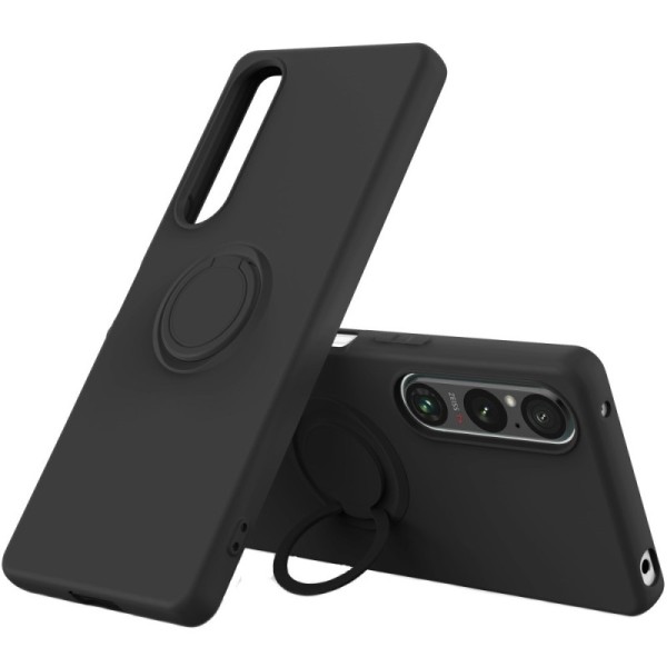 „Ring“ Kickstand (TPU) dėklas - juodas (Xperia 1 V)