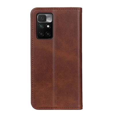 Xiaomi Redmi 10 „Split“ tamsiai rudas odinis atverčiamas dėklas - knygutė | Priedai.lt