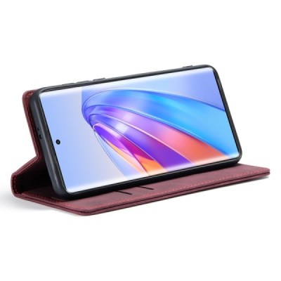 Huawei Honor Magic 5 Lite (Honor X40, Honor X9a) CaseMe Retro solidus atverčiamas bordo odinis dėklas - knygutė | Priedai.lt