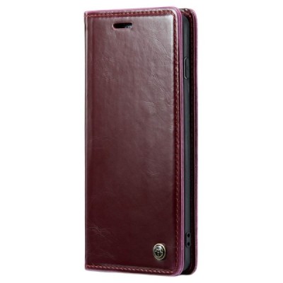 Samsung Galaxy S10+ (G975) „CaseMe“ Leather solidus atverčiamas bordo odinis dėklas - knygutė | Priedai.lt