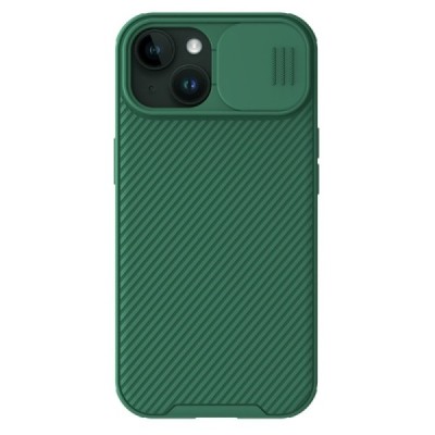 Apple iPhone 15 „Nillkin“ CamShield Pro Magnetic žalias dėklas, nugarėlė su kameros apsauga | Priedai.lt