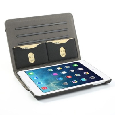 Apple iPad Mini 1 / 2 / 3 atverčiamas, sukiojamas 360 laipsnių, juodas medžiaginis dėklas - stovas / Priedai.lt