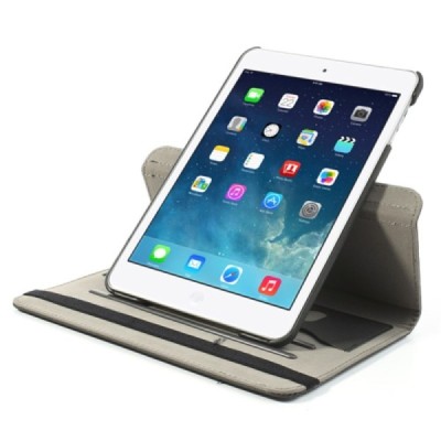 Apple iPad Mini 1 / 2 / 3 atverčiamas, sukiojamas 360 laipsnių, juodas medžiaginis dėklas - stovas / Priedai.lt