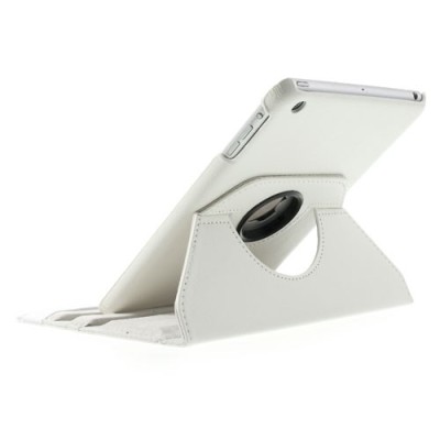 Apple iPad Mini 1 / 2 / 3 atverčiamas, sukiojamas 360 laipsnių, baltas odinis dėklas - stovas / Priedai.lt