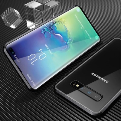 Samsung Galaxy S10+ (G975) Frame skaidrus (permatomas) magnetinis dvigubas plastikinis dėklas | Priedai.lt