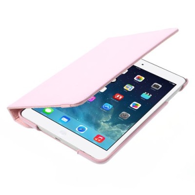 Apple iPad Mini 1 / 2 / 3 atverčiamas, sukiojamas 360 laipsnių, rožinis odinis dėklas - stovas / Priedai.lt