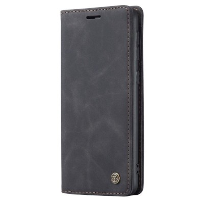 Samsung Galaxy A40 (A405F) CaseMe Retro solidus atverčiamas juodas odinis dėklas - knygutė | Priedai.lt