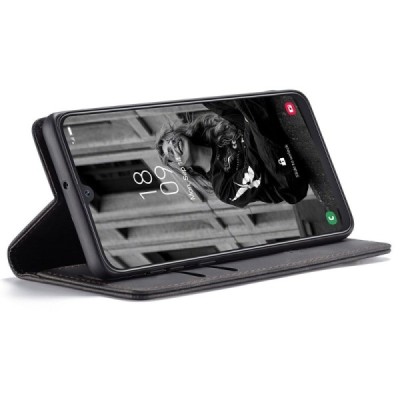 Samsung Galaxy A40 (A405F) CaseMe Retro solidus atverčiamas juodas odinis dėklas - knygutė | Priedai.lt