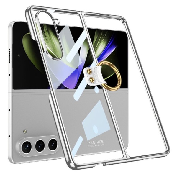 „GKK“ Ring plastikinis skaidrus dėklas - sidabrinis (Galaxy Fold5)
