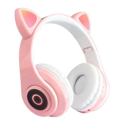 „Cat Ear“ Wireless belaidės rožinės ausinės su lankeliu (laisvų rankų įranga) | Priedai.LT