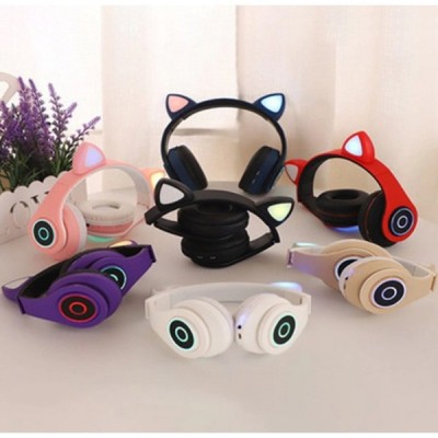 „Cat Ear“ Wireless belaidės rožinės ausinės su lankeliu (laisvų rankų įranga) | Priedai.LT