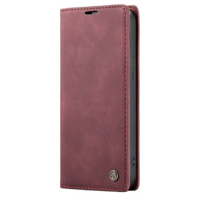 Apple iPhone 15 Plus CaseMe Retro solidus atverčiamas bordo odinis dėklas - knygutė | Priedai.lt