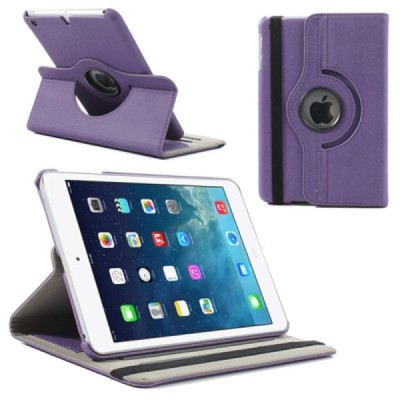 Apple iPad Mini 1 / 2 / 3 atverčiamas, sukiojamas 360 laipsnių, violetinis odinis dėklas - stovas / Priedai.lt