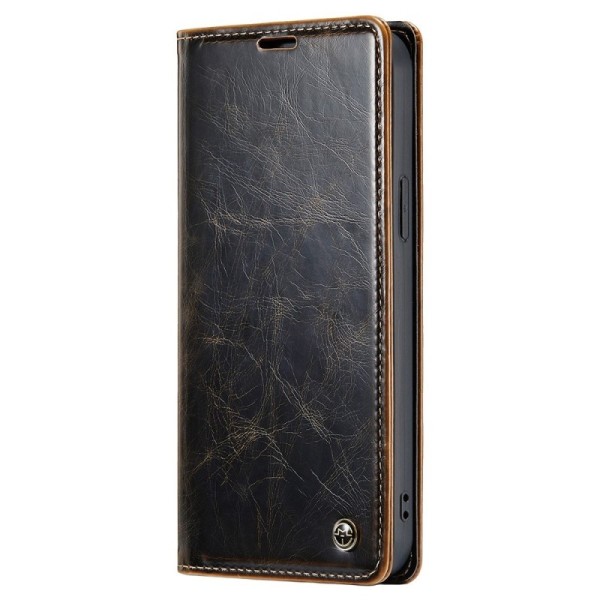 „CaseMe“ Leather solidus atverčiamas dėklas - rudas (iPhone 15 Pro)