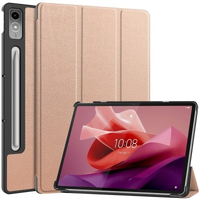 Lenovo Tab P12 12.7" atverčiamas auksinis odinis dėklas (sulankstomas) | Priedai.lt