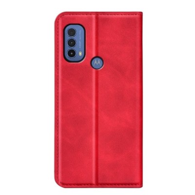 Motorola Moto E20 (E30, E40) „Split“ raudonas odinis atverčiamas dėklas - knygutė | Priedai.lt