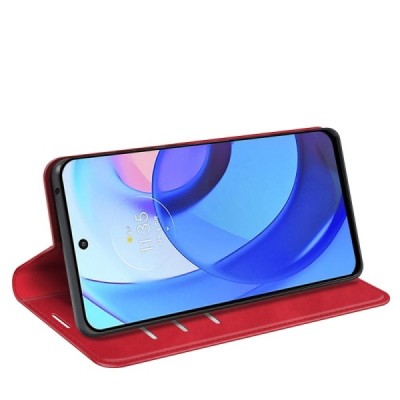 Motorola Moto E20 (E30, E40) „Split“ raudonas odinis atverčiamas dėklas - knygutė | Priedai.lt