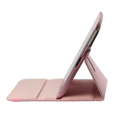 Apple iPad 2, 3, 4 atverčiamas, sukiojamas 360 laipsnių, rožinis odinis dėklas - stovas / Priedai.lt
