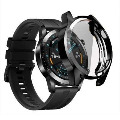 Huawei Watch GT 2 46mm išmaniojo laikrodžio kieto silikono (TPU) dėklas - juodas | Priedai.lt