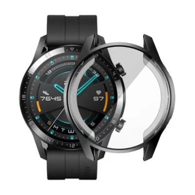Huawei Watch GT 2 46mm išmaniojo laikrodžio kieto silikono (TPU) dėklas - juodas | Priedai.lt