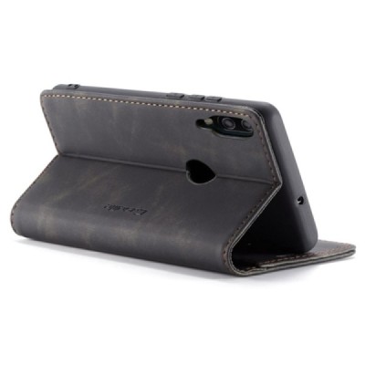 Huawei P20 Lite (Nova 3e) CaseMe Retro solidus atverčiamas juodas odinis dėklas - knygutė | Priedai.lt