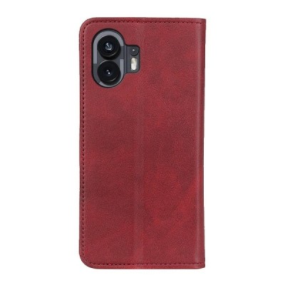 Nothing Phone 2 „Split“ raudonas odinis atverčiamas dėklas - knygutė | Priedai.lt