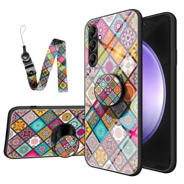 „Pattern“ kieto silikono (TPU) dėklas - spalvotas + raištelis telefonui + laikiklis (Galaxy S23 FE)