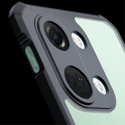 OnePlus Nord 3 „XUNDD“ skaidrus juodos spalvos apvadais kieto silikono TPU akrilo dėklas - nugarėlė | Priedai.lt