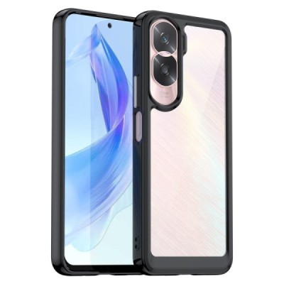 Huawei Honor 90 Lite (X50i) Fashion skaidrus juodos spalvos apvadais kieto silikono (TPU) dėklas | Priedai.lt
