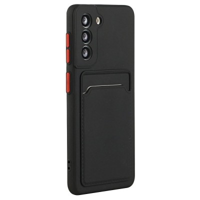 „Card Slot“ Samsung Galaxy S23 FE (Fan Edition) kieto silikono (TPU) juodas dėklas - nugarėlė su kišenėle kortelėms | Priedai.lt