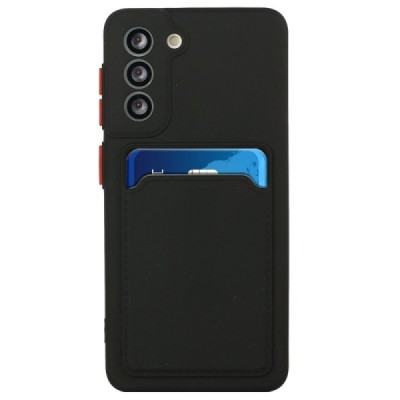 „Card Slot“ Samsung Galaxy S23 FE (Fan Edition) kieto silikono (TPU) juodas dėklas - nugarėlė su kišenėle kortelėms | Priedai.lt
