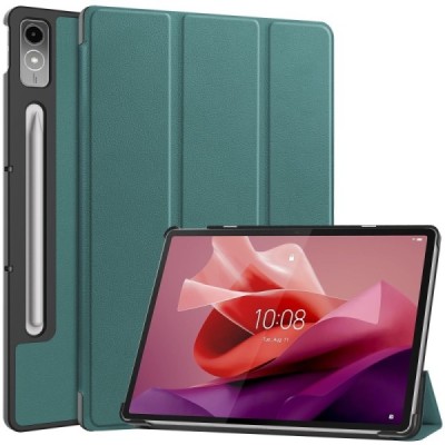 Lenovo Tab P12 12.7" atverčiamas žalias odinis dėklas (sulankstomas) | Priedai.lt
