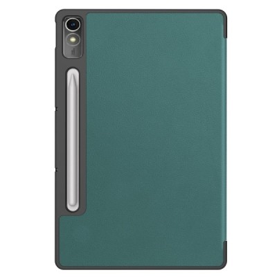 Lenovo Tab P12 12.7" atverčiamas žalias odinis dėklas (sulankstomas) | Priedai.lt
