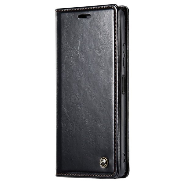„CaseMe“ Leather solidus atverčiamas dėklas - juodas (Redmi Note 12 Pro+ 5G)
