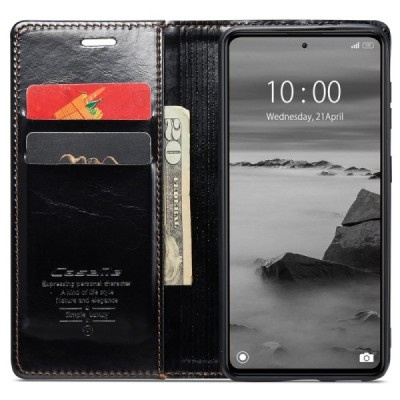 Xiaomi Redmi Note 12 Pro+ 5G „CaseMe“ Leather solidus atverčiamas juodas odinis dėklas - knygutė | Priedai.lt