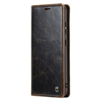 Samsung Galaxy S23 FE (Fan Edition) „CaseMe“ Leather solidus atverčiamas rudas odinis dėklas - knygutė | Priedai.lt