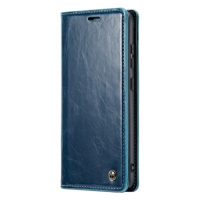 Samsung Galaxy S23 FE (Fan Edition) „CaseMe“ Leather solidus atverčiamas mėlynas odinis dėklas - knygutė | Priedai.lt