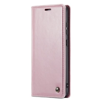Samsung Galaxy S23 FE (Fan Edition) „CaseMe“ Leather solidus atverčiamas rožinis odinis dėklas - knygutė | Priedai.lt